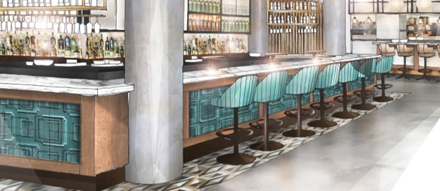 Artist's impression of bar at Sam's Riverside in Hammersmith