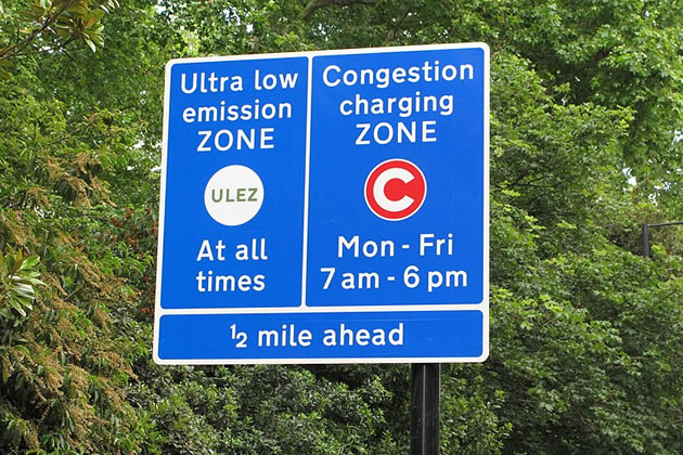 Sign for London ultra low emission zone