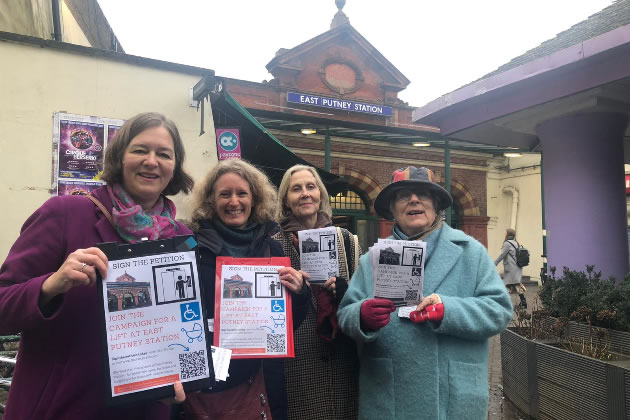 Fleur Anderson MP left with residents campaigning for a lift at East Putney