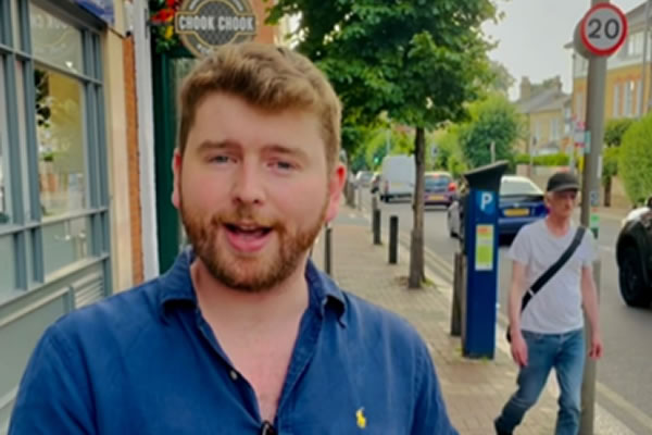 Ethan Brooks in Thamesfield Conservatives’ Lower Richmond Road campaign video
