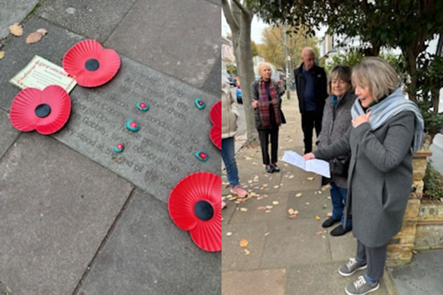 The Festing Road memorial and residents gathered in remembrance 