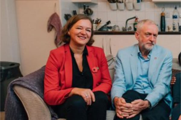 Fleur Anderson with Jeremy Corbyn in 2019