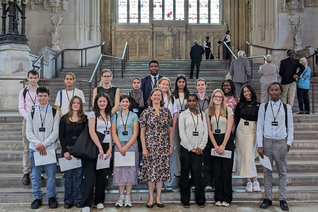 The sixth formers inside the Houses of Parliament 