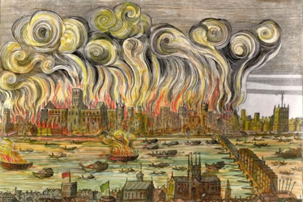 A print of the Great Fire of London 