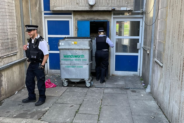 The local police team conducting weapon sweeps in the area