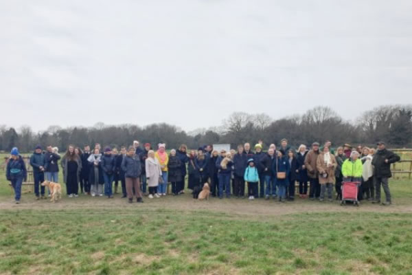 Supporters of the project assemble for the unveiling on Putney Lower Common 