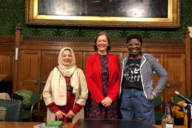 Fleur Anderson MP (centre) with two of the delegates