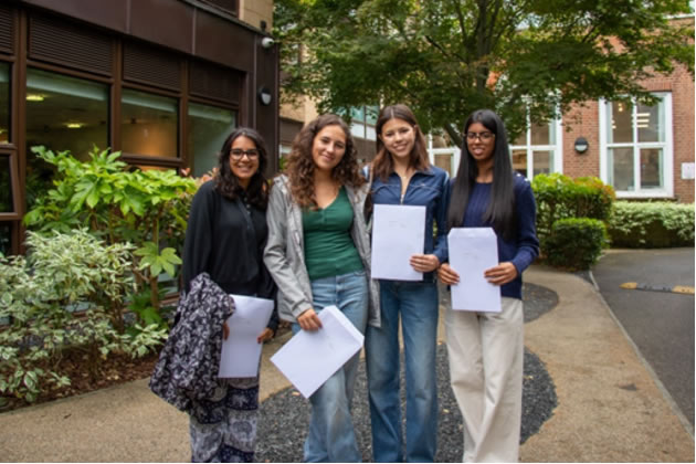 Putney High School pupils with their GCSE results 