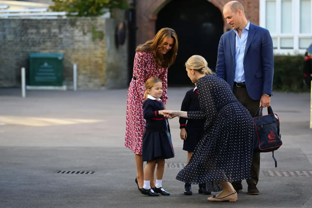 Princess Charlotte greeted at her first day at Thomas's 