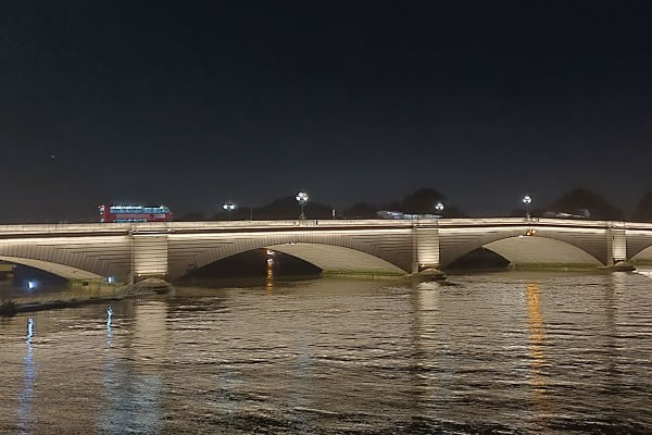 Putney Bridge has been uplit as part of the package of improvements