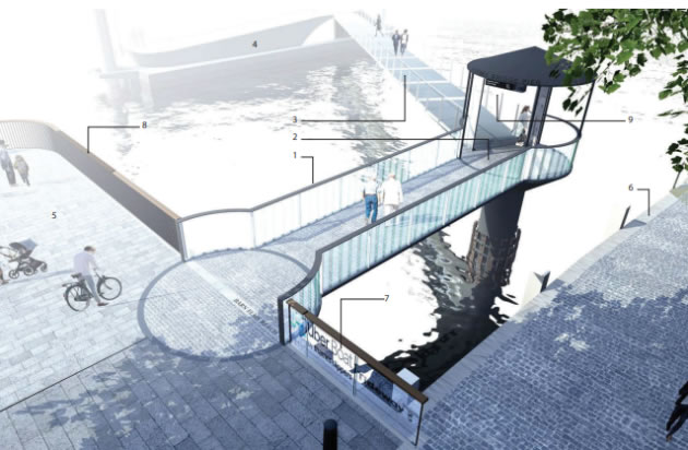 A ramp would lead down to the pontoon in the Thames Clipper proposal 