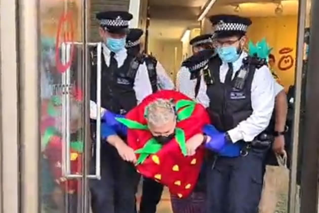 Matt Palmer being arrested at Innocent Drinks HQ 