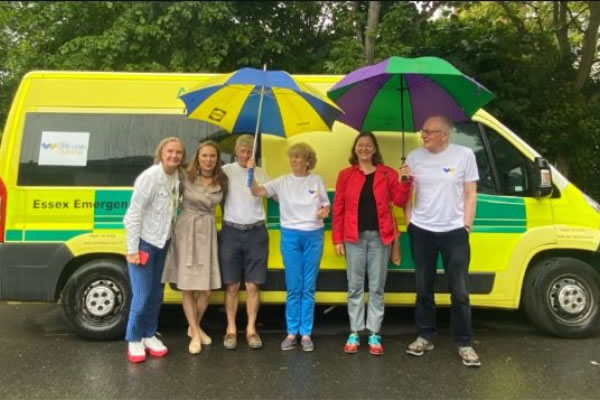 Jonathan Callaway, Gerry and Sally Strahan and Fleur Anderson MP with Putney volunteers preparing the ambulance for its journey 