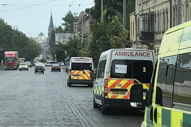 The convoy entering Lviv 