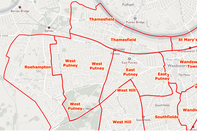 Revised ward boundaries in Putney and Roehampton