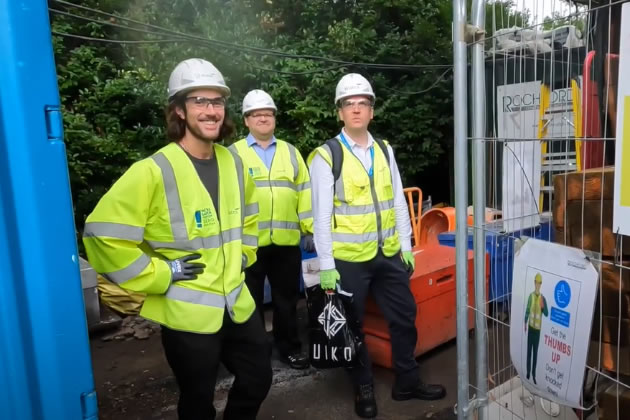 Cllr Aydin Dikerdem at the topping out of the Kerslake Estate in Putney 