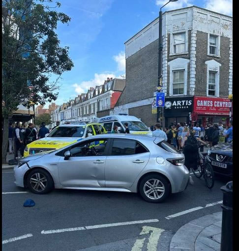 The car involved in the collision on North End Road 