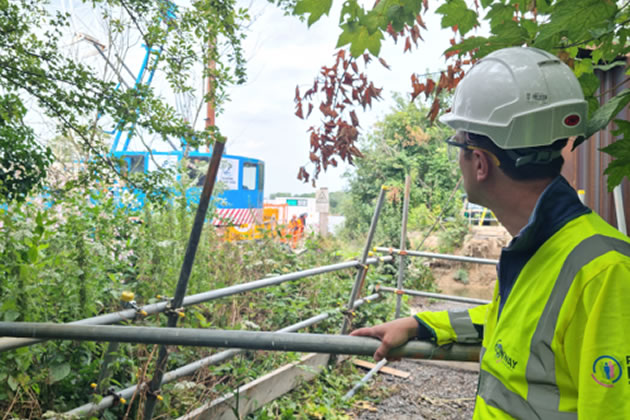 Councillor Alexander Ehmann at the Thames Path repair site