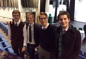 The Tiffin debate team Jack Nicholson, Joe McKenzie, Michael Tallent and Gabriel Barton Singer 